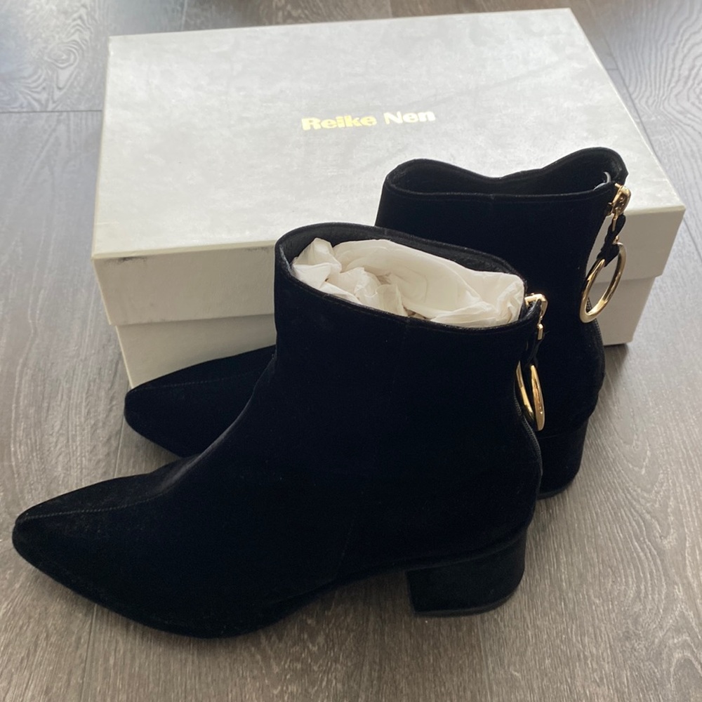 Reike Nen RING VELVET BLACK | MID HEEL ANKLE BOOT